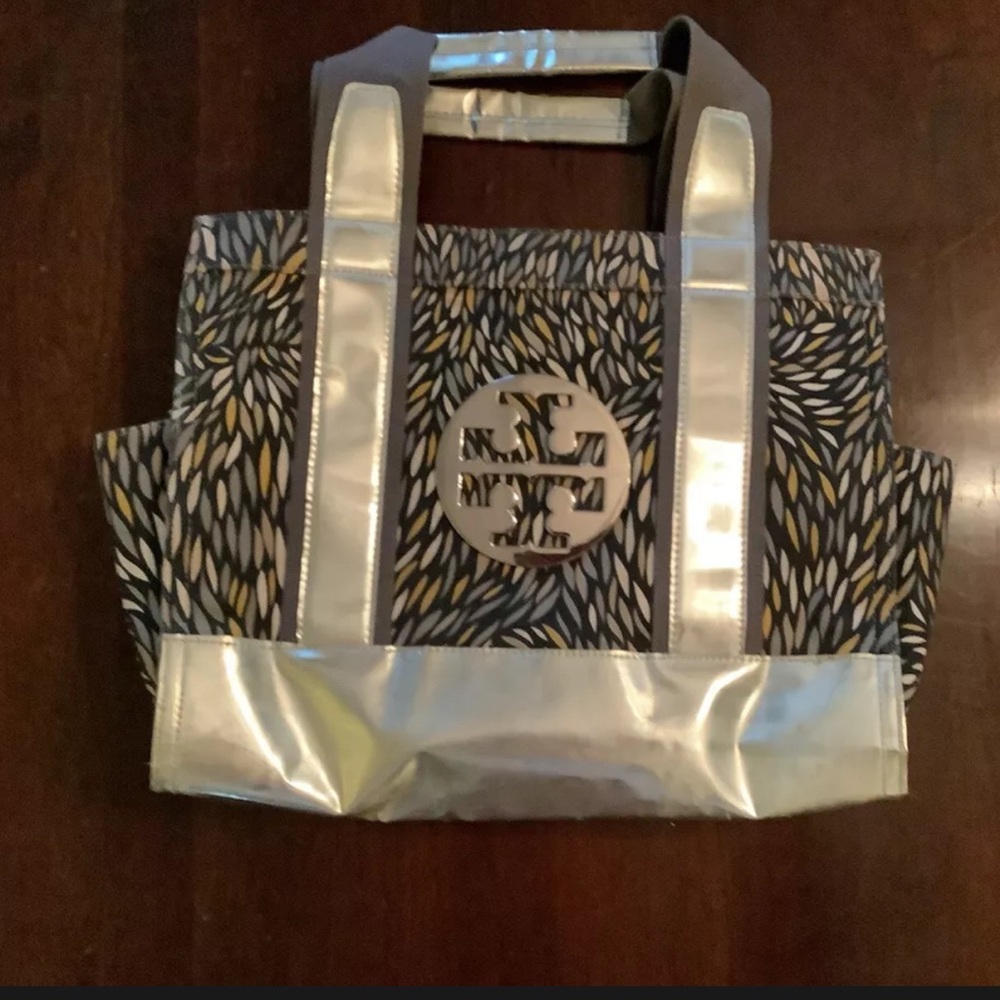 Tory Burch Grey and Silver Mid size Tote bag